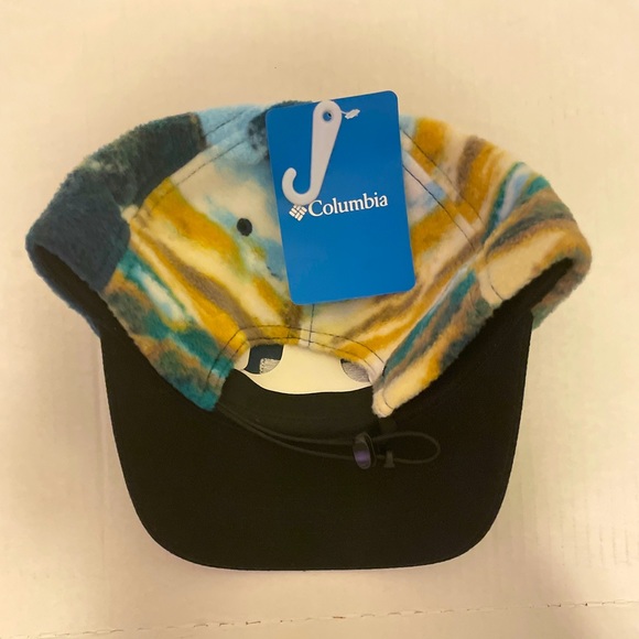 Columbia Hat Fleece Baseball Cap Adjustable Strap Outdoors Sky Mountains Blue - Picture 3 of 4